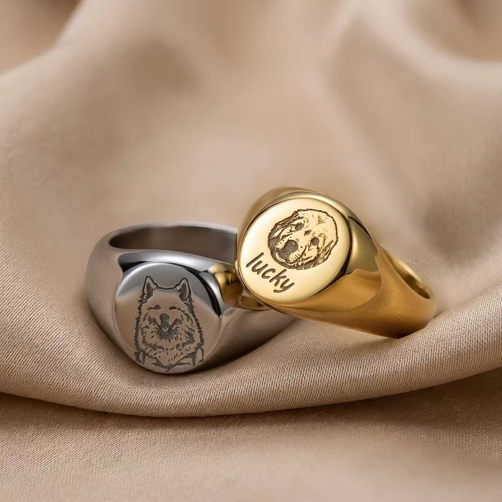 Custom Pet Portrait Metal Ring