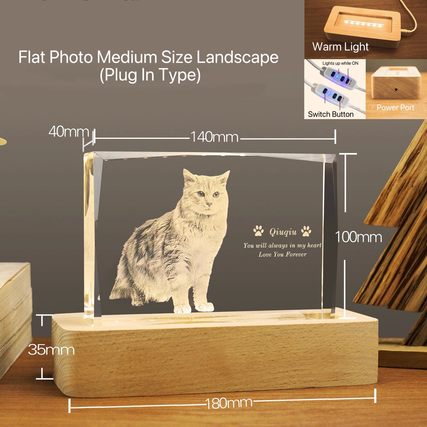 Landscape Crystal Night Light (Flat Engraving)