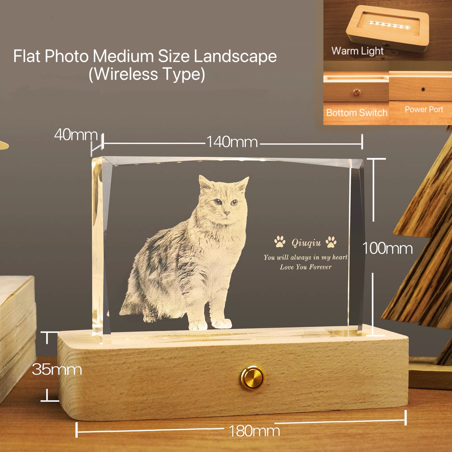 Landscape Crystal Night Light (Flat Engraving)