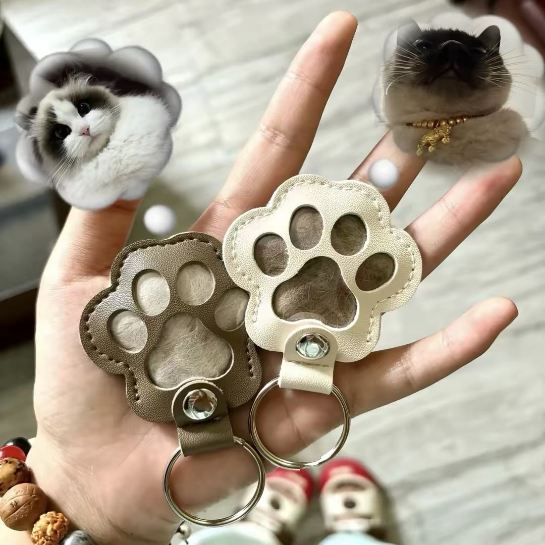 Memorial Leather Pet Hair Storage Keychain