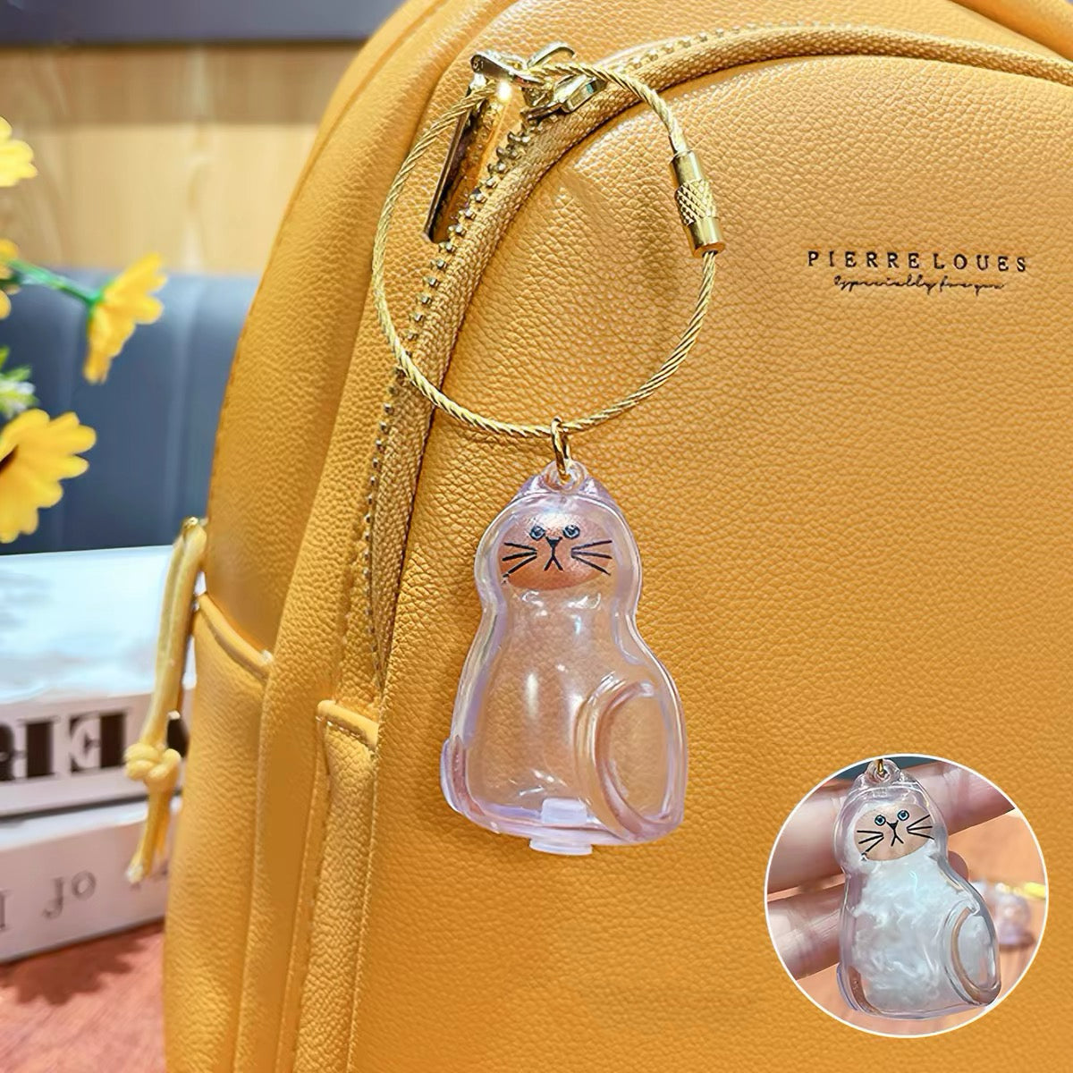 Transparent Pet Hair Storage Keychain