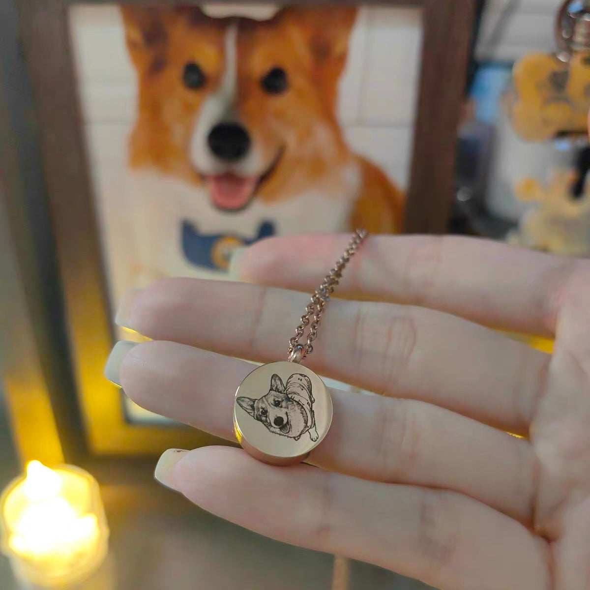 Custom Pet Portrait Fur Locket Necklace