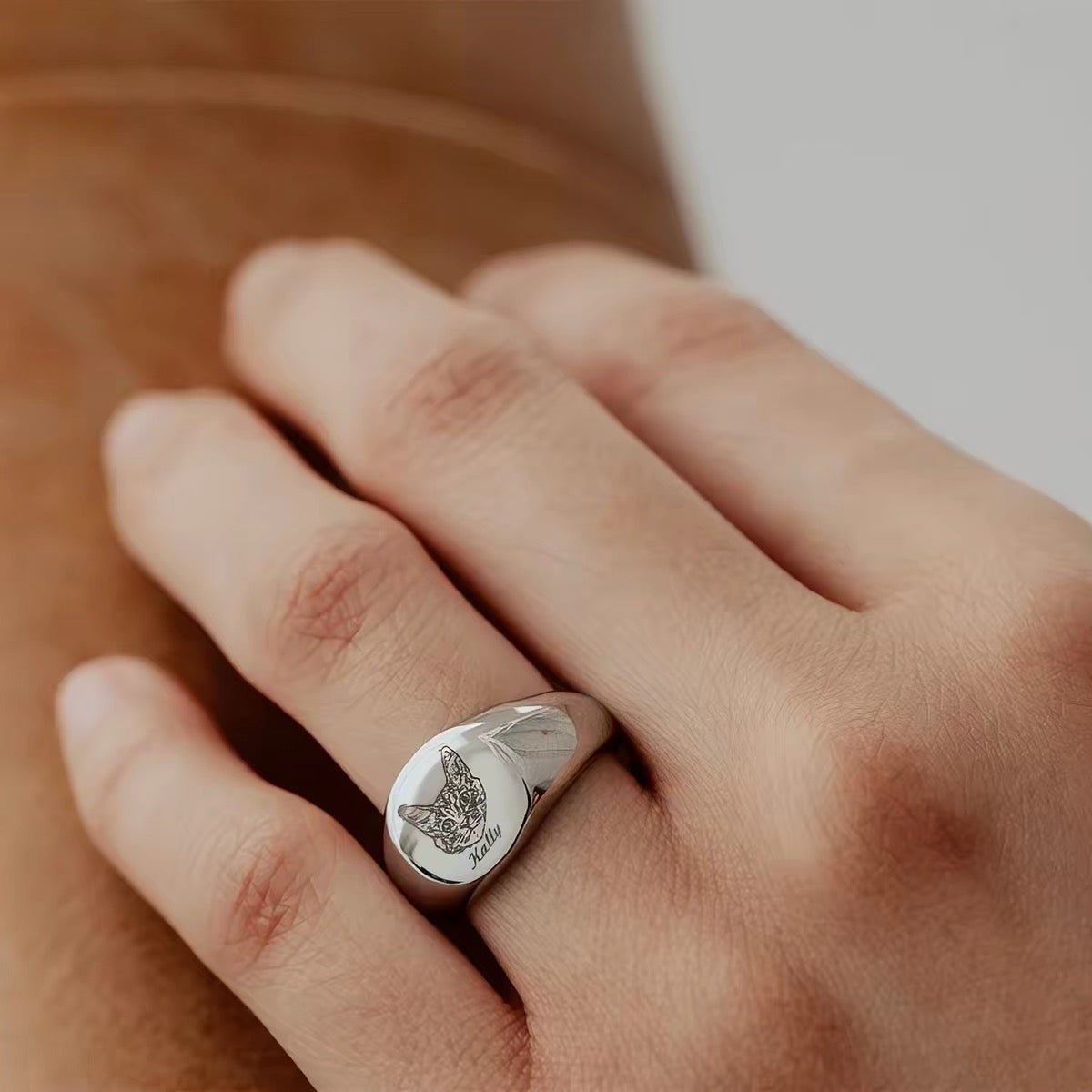 Custom Pet Portrait Metal Ring