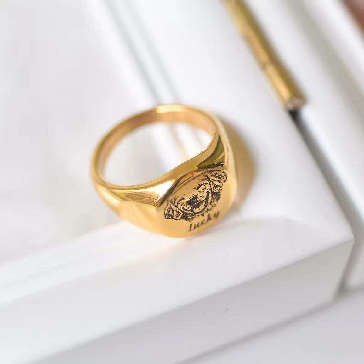 Custom Pet Portrait Metal Ring
