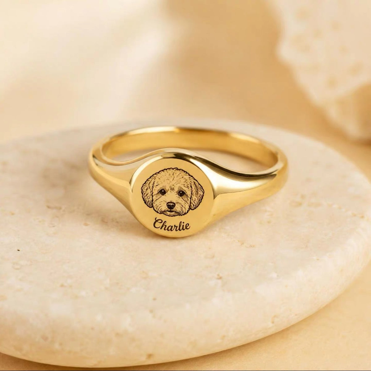 Custom Pet Portrait Metal Ring