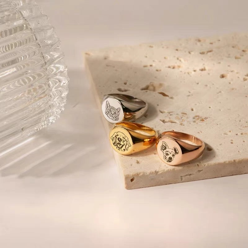 Custom Pet Portrait Metal Ring